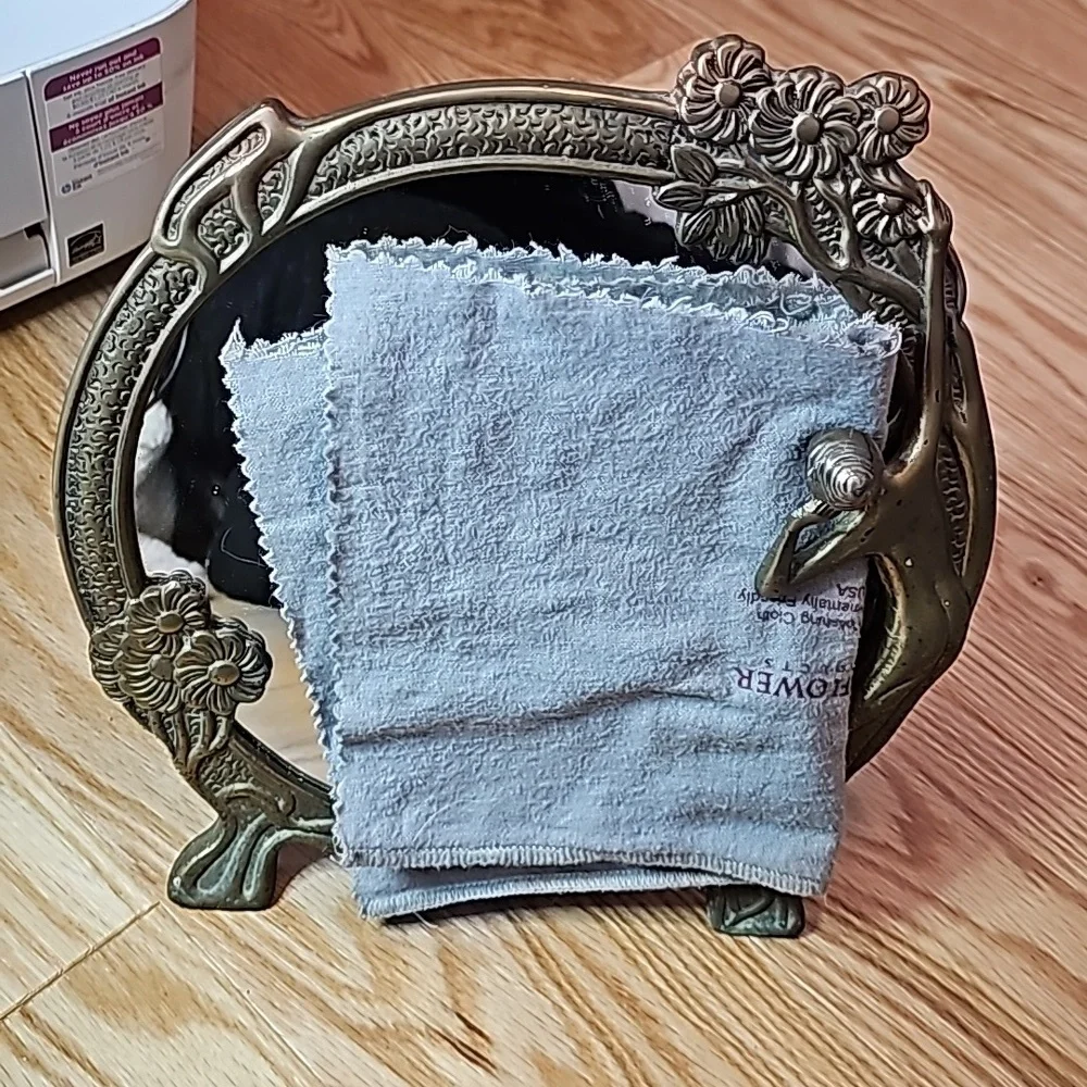 Art Nouveau Brass Legged Mirror
